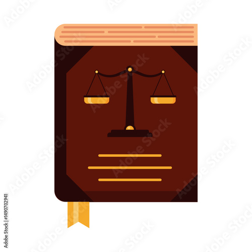 Flat icon of a law book, representing legal education and rules
