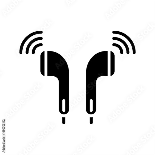earphone bluetooth Icon. Symbol isolated white background. vector illustration. color editable.
