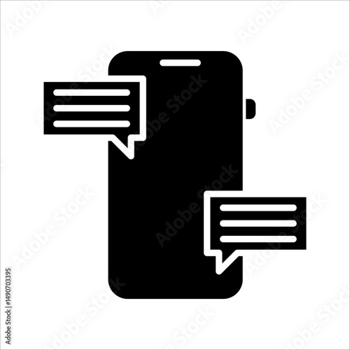  phone chatting sms messages Icon. Symbol isolated white background. vector illustration. color editable.