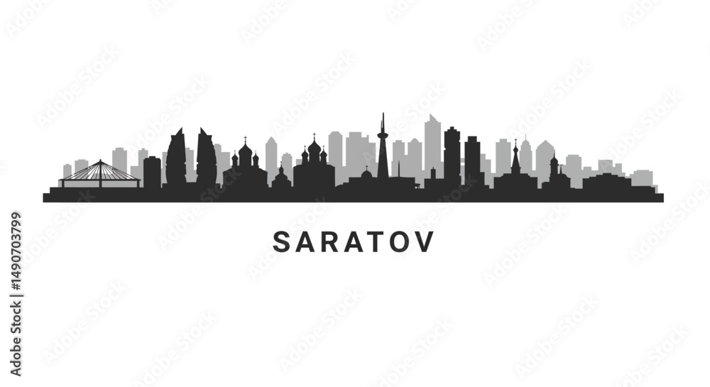 Naklejka premium Saratov City Skyline Silhouette.