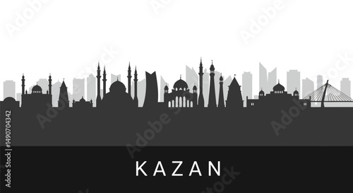 Kazan Skyline Silhouette  Cityscape Vector.