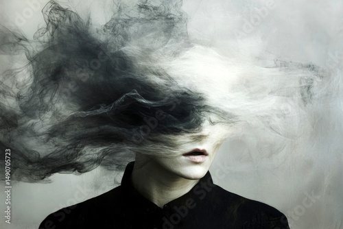 Depressive mood. Negative emotions. Burnout syndrome - cause of depression: abstract image of health condition. Metaphorical burnout syndrome physical senses, of a loss of pleasure or interest.
