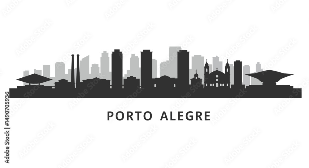 Naklejka premium Porto Alegre Skyline Silhouette Cityscape.