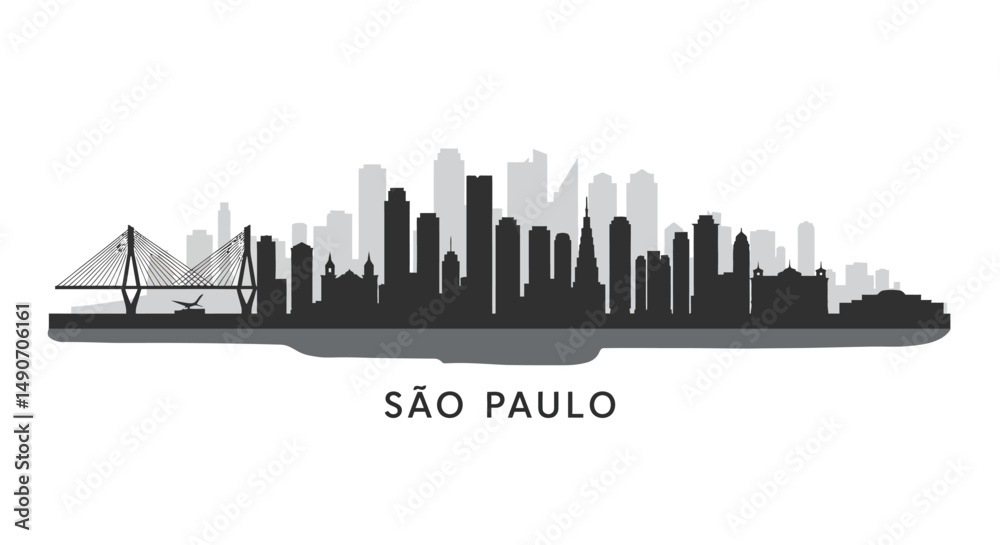 Naklejka premium Sao Paulo Skyline Silhouette.