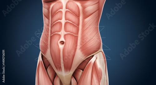 Human Abdominal Muscles Detailed Anatomical Illustration