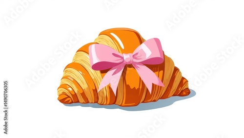 Croissant with pink bow