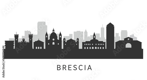Brescia Italy Skyline with Cityscape Silhouette.