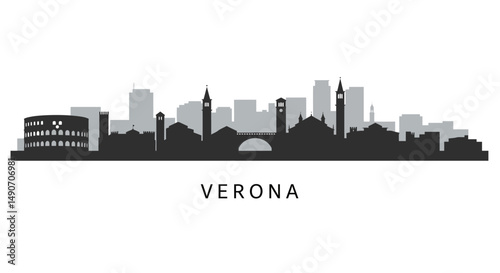 Verona Italy Skyline with Cityscape Silhouette.