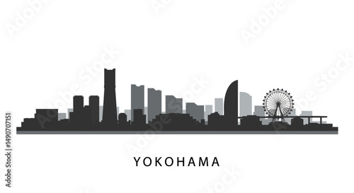 Yokohama Skyline with Japan Cityscape, and Vector Illustration.