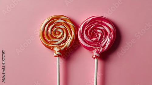 candy lollipop on pink background