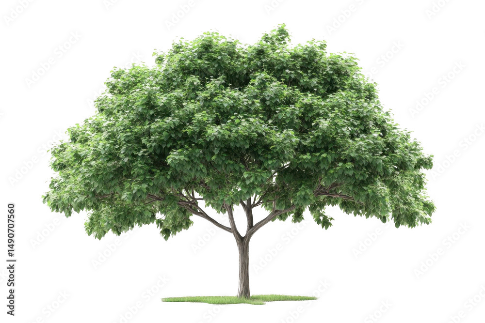 Fototapeta premium Green tree grows with leafy crown and adds Natural touch, Beautiful Scene.