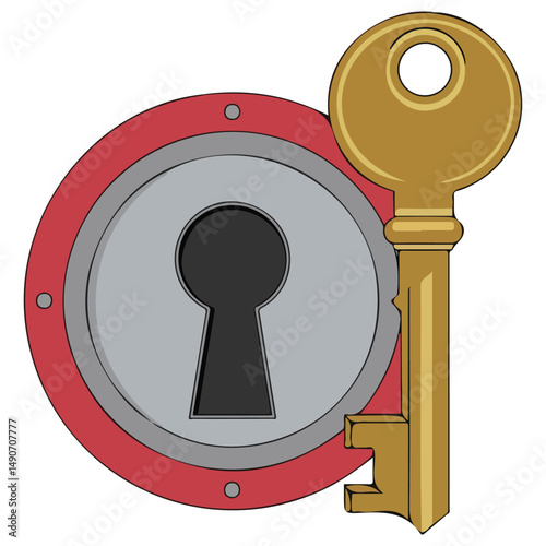 Security door lock icon isolated vector illustration