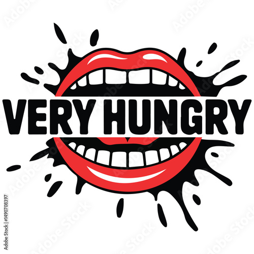 Hungry man chewing food isolated vector illustration