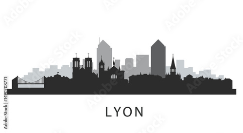Lyon Skyline with France Vector Illustration.