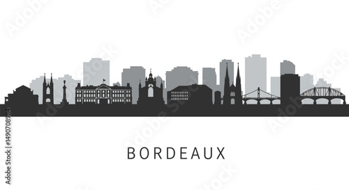 Bordeaux Skyline City Silhouette France.