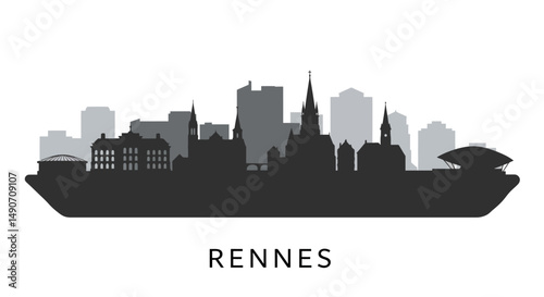 Rennes Skyline France Vector Cityscape.