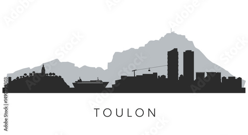 Toulon City Silhouette with France, and Urban Landscape.