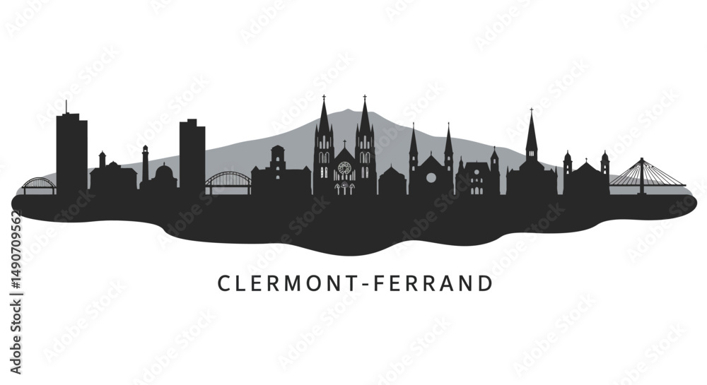 Fototapeta premium ClermontFerrand Skyline Vector France.