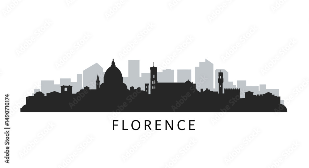 Naklejka premium Florence Skyline Silhouette Vector.