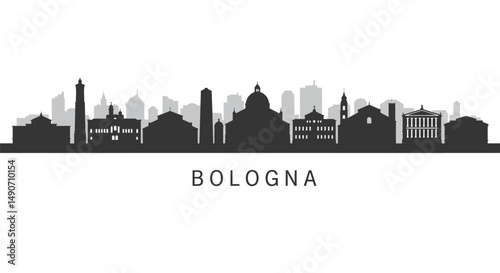 Bologna Skyline Silhouette Cityscape.