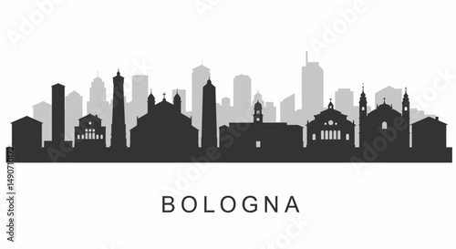 Bologna City Silhouette with Italian Skyline.