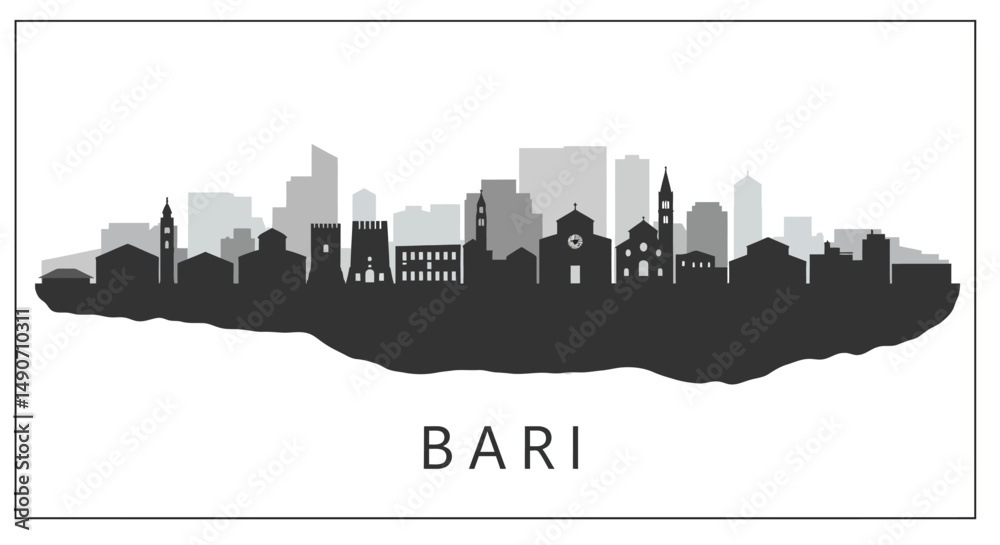 Naklejka premium Bari Italy Cityscape Silhouette.