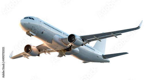 Airplane Taking Off: A powerful airplane takes off into the clear blue sky, its engines roaring and its wings tilted for a dramatic ascent.