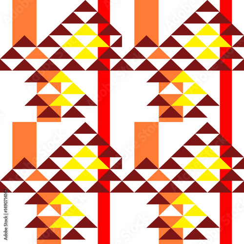 geometric ethnic pattern, Native American tribal fabric, Brown, yellow, orange, boho indian texture ornament seamless pattern, rugs, vector illustration design, cards, picture books, Southwest Aztec.