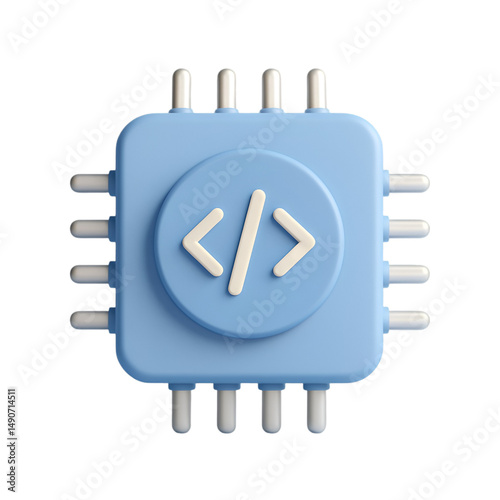 3D Rendered Computer Chip Programming Icon