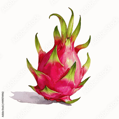 Moonlit Pulp Blooms dragon fruit isolated watercolor vector illustration svg