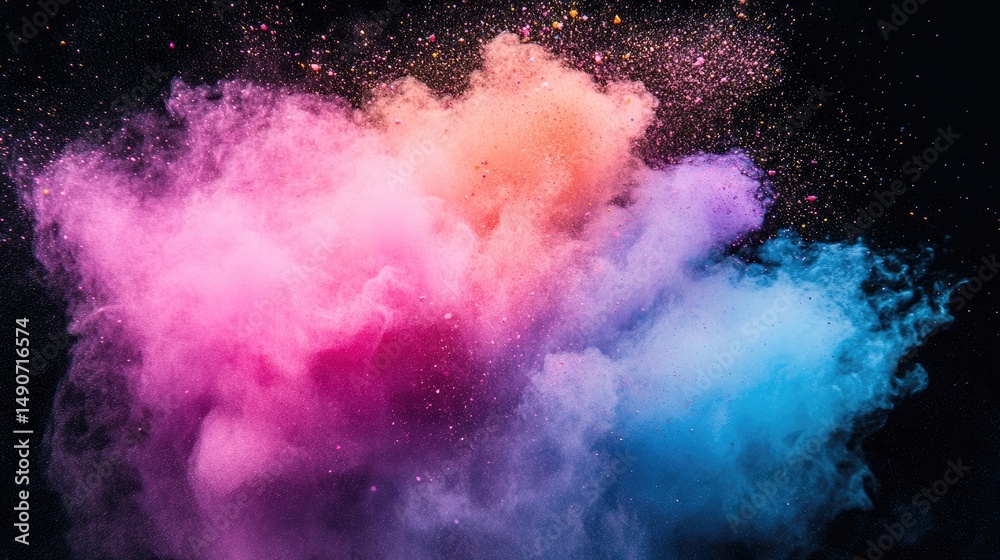 Fototapeta premium Colorful explosion of powder in the dark.