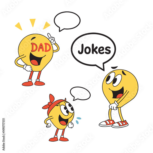 Funny Dad Jokes Icon Set for Father’s Day – Humorous Vector Illustration Pack, Celebrate Father’s Day with a smile! This hilarious dad jokes icon set features fun, quirky, and pun-filled vector. 