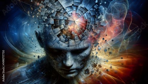 Fractured Mind – Surreal Abstract Portrait of Depression, Broken Memories, and Emotional Confusion
