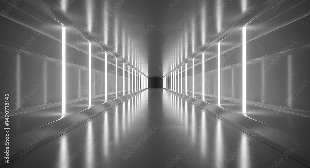 Fototapeta premium Empty futuristic corridor with neon lighting