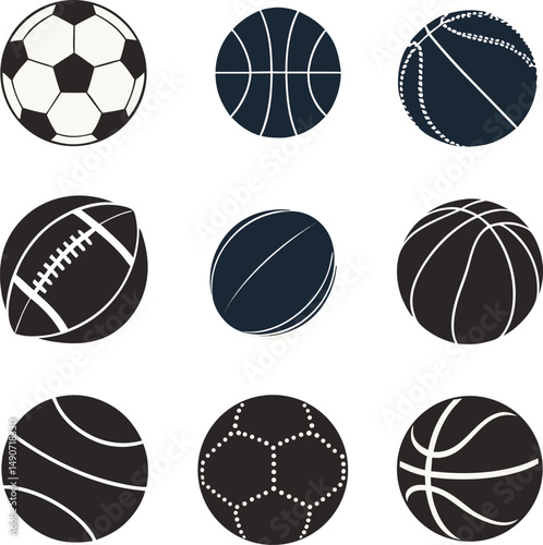 Sports ball silhouette vector.