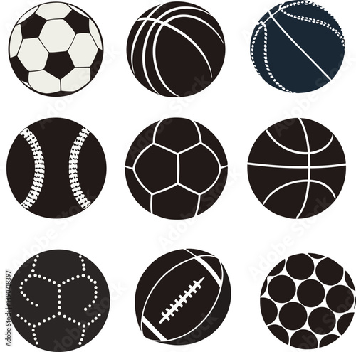 Sports ball silhouette vector.