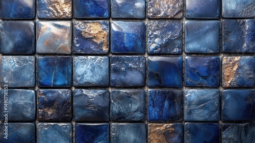 Blue mosaic tile texture background, home decor
