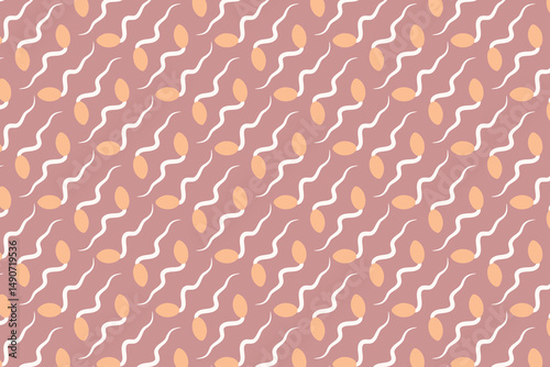 Vector seamless pattern cute floral outline geometric shape Orange and brown colorful abstract background,  stripe, textile, fabric, illustration