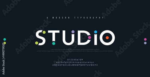 Studio, Minimal font creative modern alphabet. Typography with dot regular and number. minimalist style fonts set. vector illustration