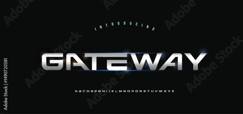 GateWay, Digital Abstract minimal modern alphabet fonts for logo. Typography technology electronic digital music future creative font. vector illustration