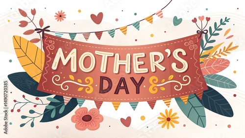 banner with the inscription Happy Mother's Day.
