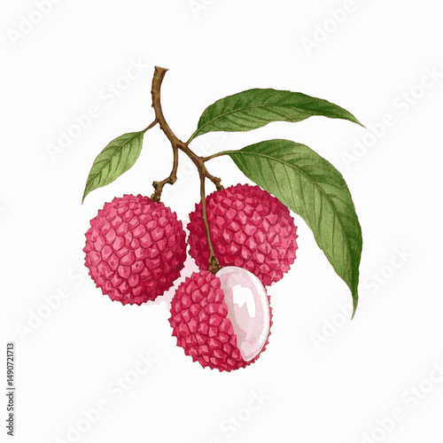 Crimson Veil Drops lychee isolated watercolor vector illustration svg
