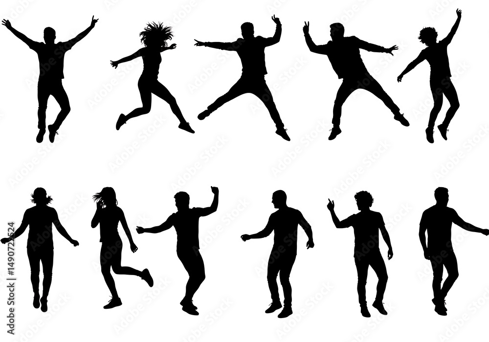 Fototapeta premium Joyful Leaps: A Silhouette Symphony