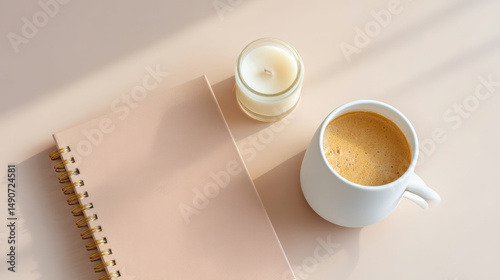 Morning Coffee Ritual Cozy Home Office Lifestyle Photography Soft Light Minimalist Vibe