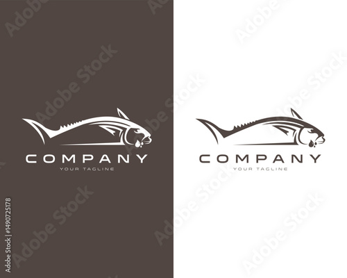 Elegant tuna fish vector logo template for seafood brand marine company identity minimalist design