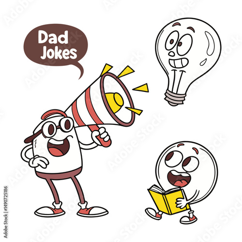Funny Dad Jokes Icon Set for Father’s Day – Humorous Vector Illustration Pack, Celebrate Father’s Day with a smile! This hilarious dad jokes icon set features fun, quirky, and pun-filled vector. 