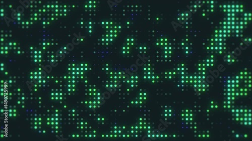 Abstract matrix background with glowing dots animation for tech and data visualization