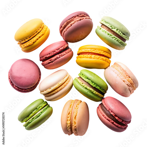 Wallpaper Mural Colorful Macarons Delicious French Pastry Assortment isolated on transparent background Torontodigital.ca