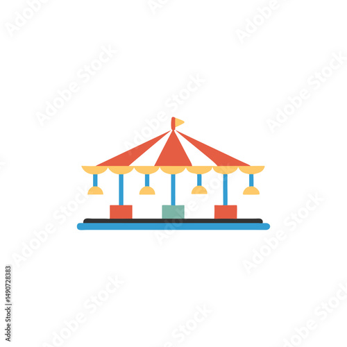 Carnival Carousel Vector Icon Minimalistic Merry Go Round Ride Illustration.