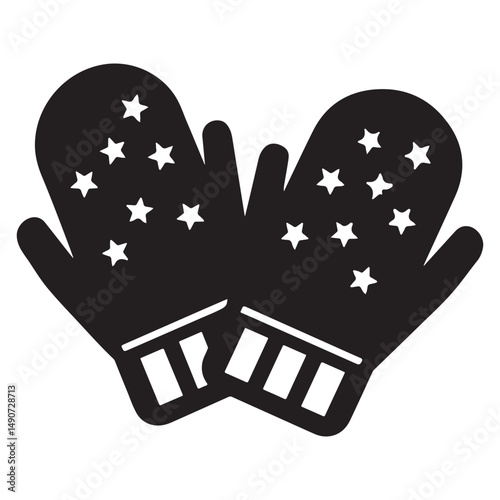 Warm mittens icon, warm mittens silhouette vector illustration, Christmas mitten vector, Mitten silhouette, winter gloves icon symbol design
